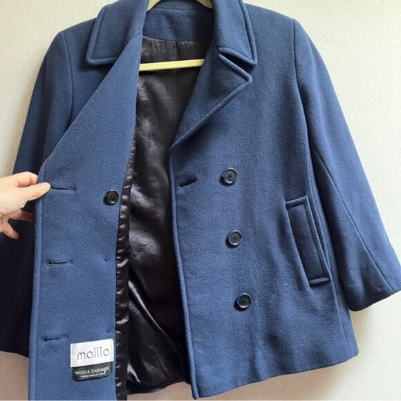 Mallia cashmere wool double breasted pea coat Sz 6 - Picture 5 of 13